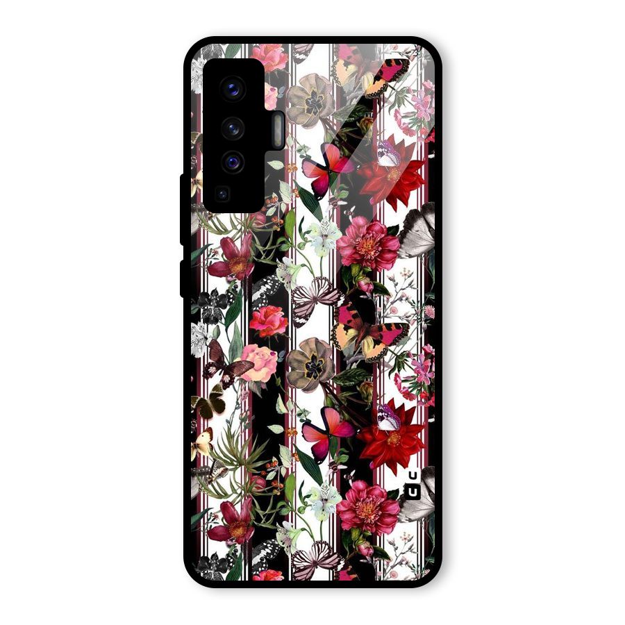 Butterfly Flowers Glass Back Case for Vivo X50
