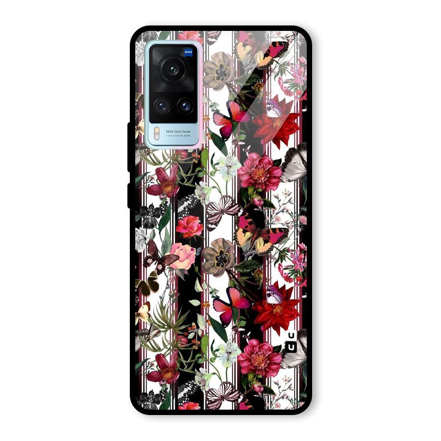 Butterfly Flowers Glass Back Case for Vivo X60