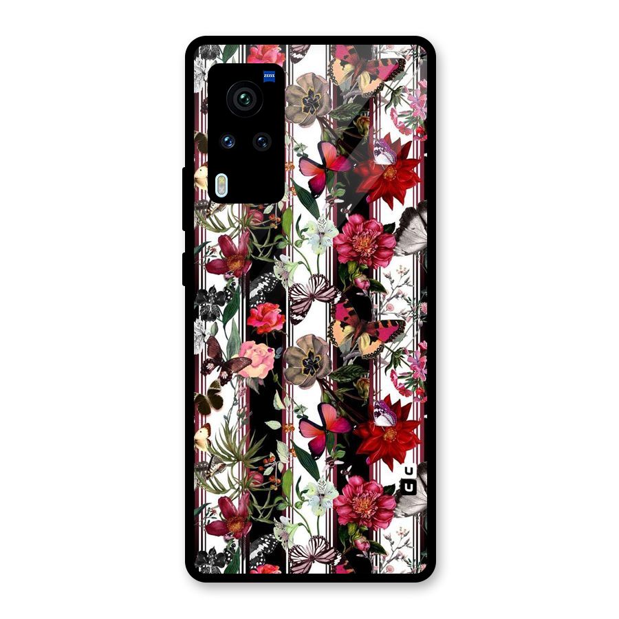 Butterfly Flowers Glass Back Case for Vivo X60 Pro