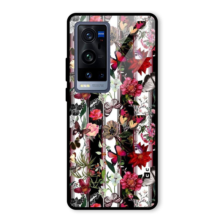 Butterfly Flowers Glass Back Case for Vivo X60 Pro Plus
