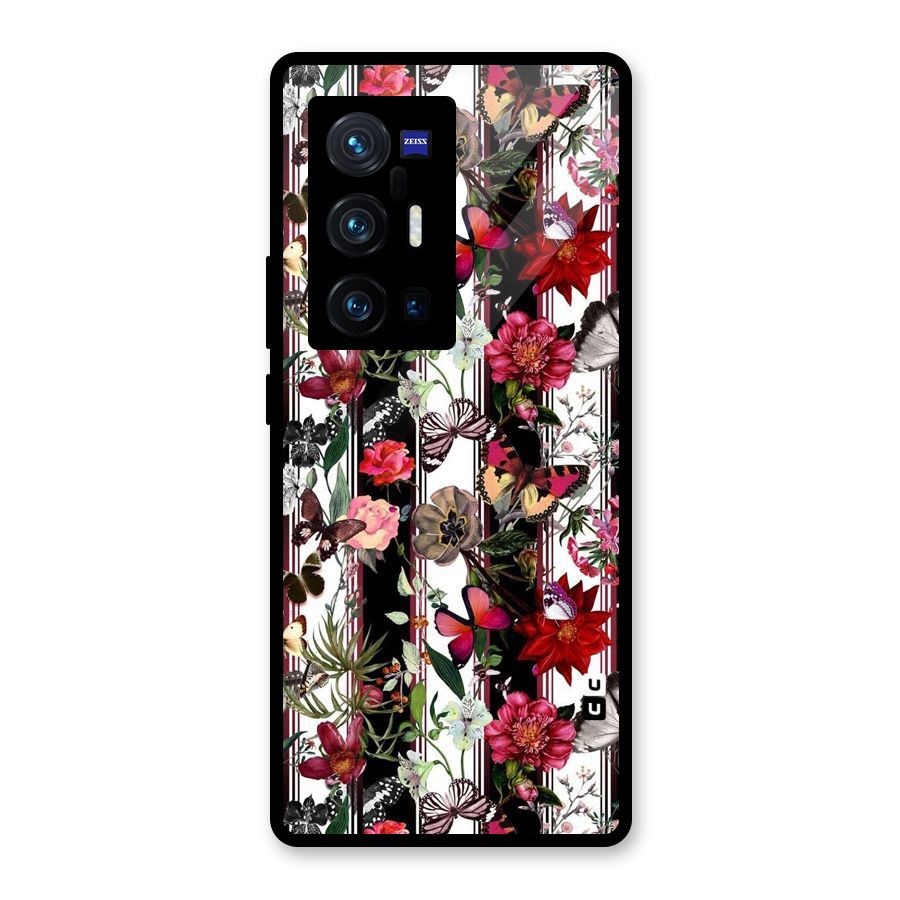 Butterfly Flowers Glass Back Case for Vivo X70 Pro Plus