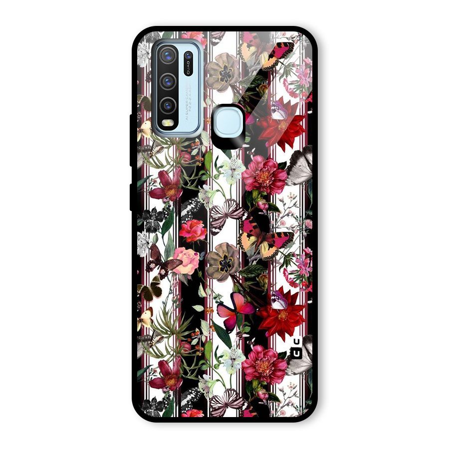 Butterfly Flowers Glass Back Case for Vivo Y50