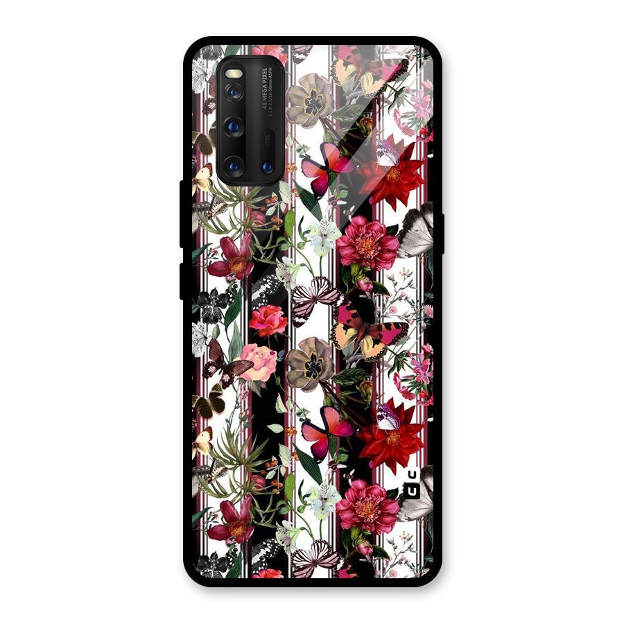 Butterfly Flowers Glass Back Case for Vivo iQOO 3