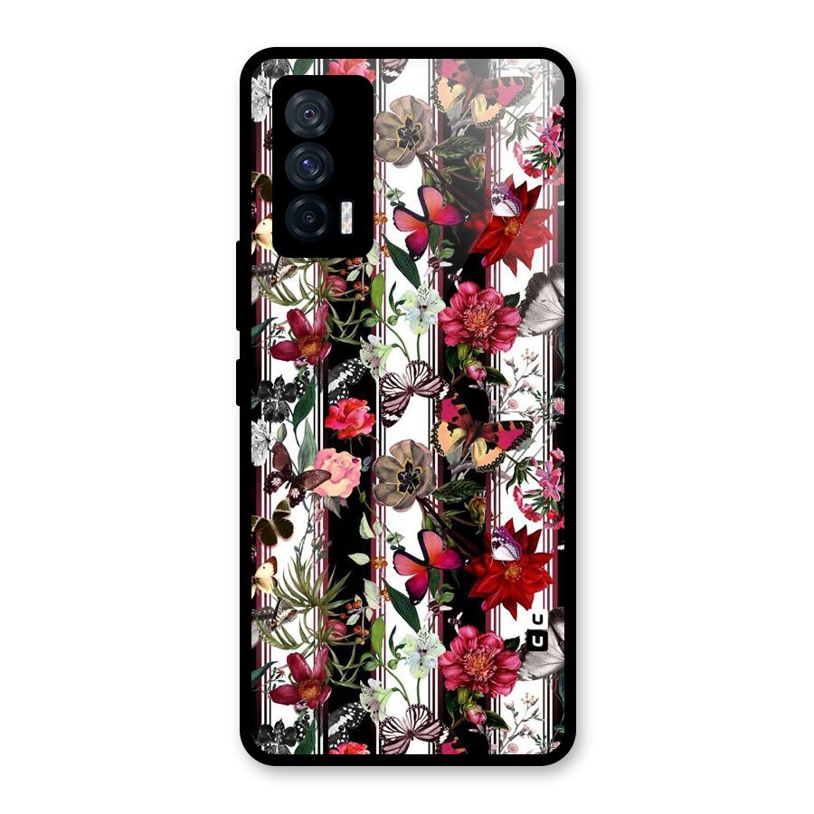 Butterfly Flowers Glass Back Case for Vivo iQOO 7 5G