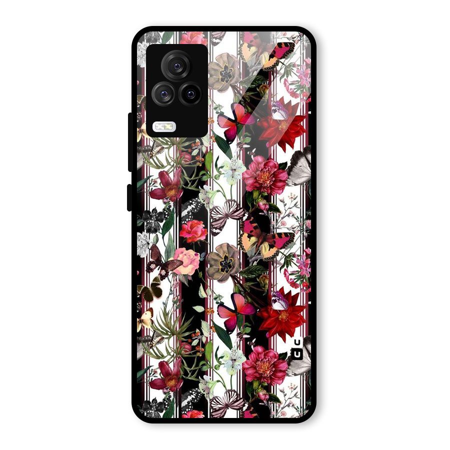 Butterfly Flowers Glass Back Case for Vivo iQOO 7 Legend 5G