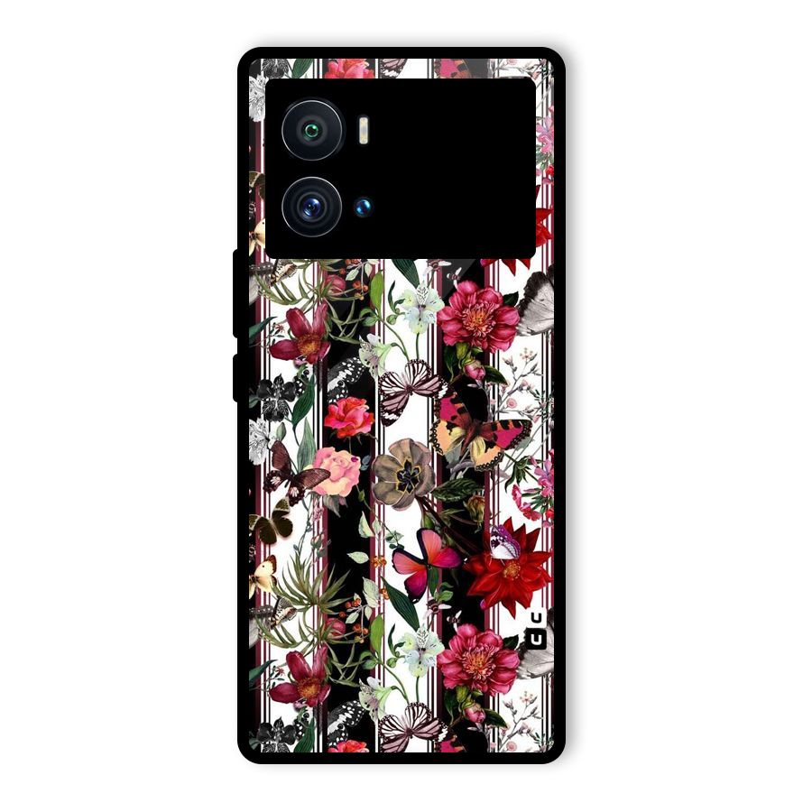 Butterfly Flowers Glass Back Case for Vivo iQOO 9 Pro