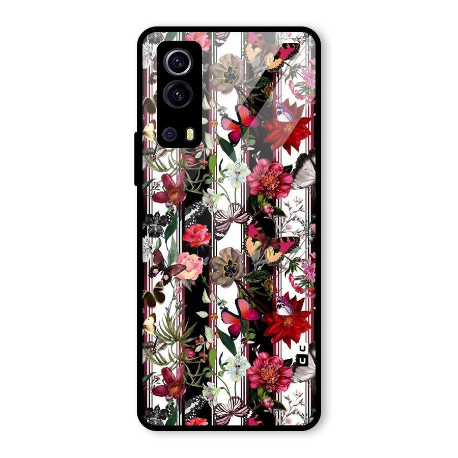 Butterfly Flowers Glass Back Case for Vivo iQOO Z3