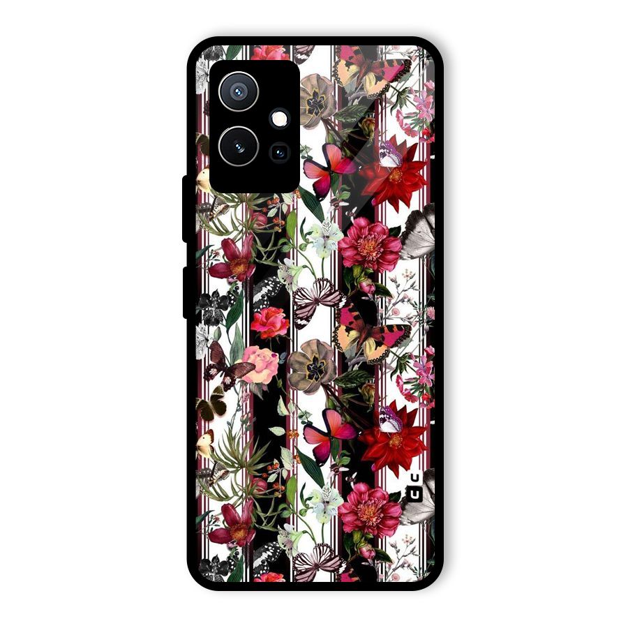Butterfly Flowers Glass Back Case for Vivo iQOO Z6