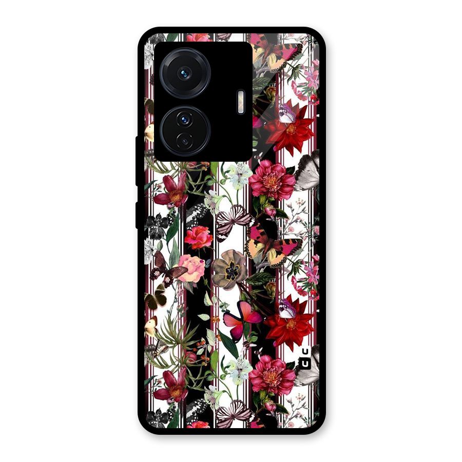 Butterfly Flowers Glass Back Case for Vivo iQOO Z6 Pro