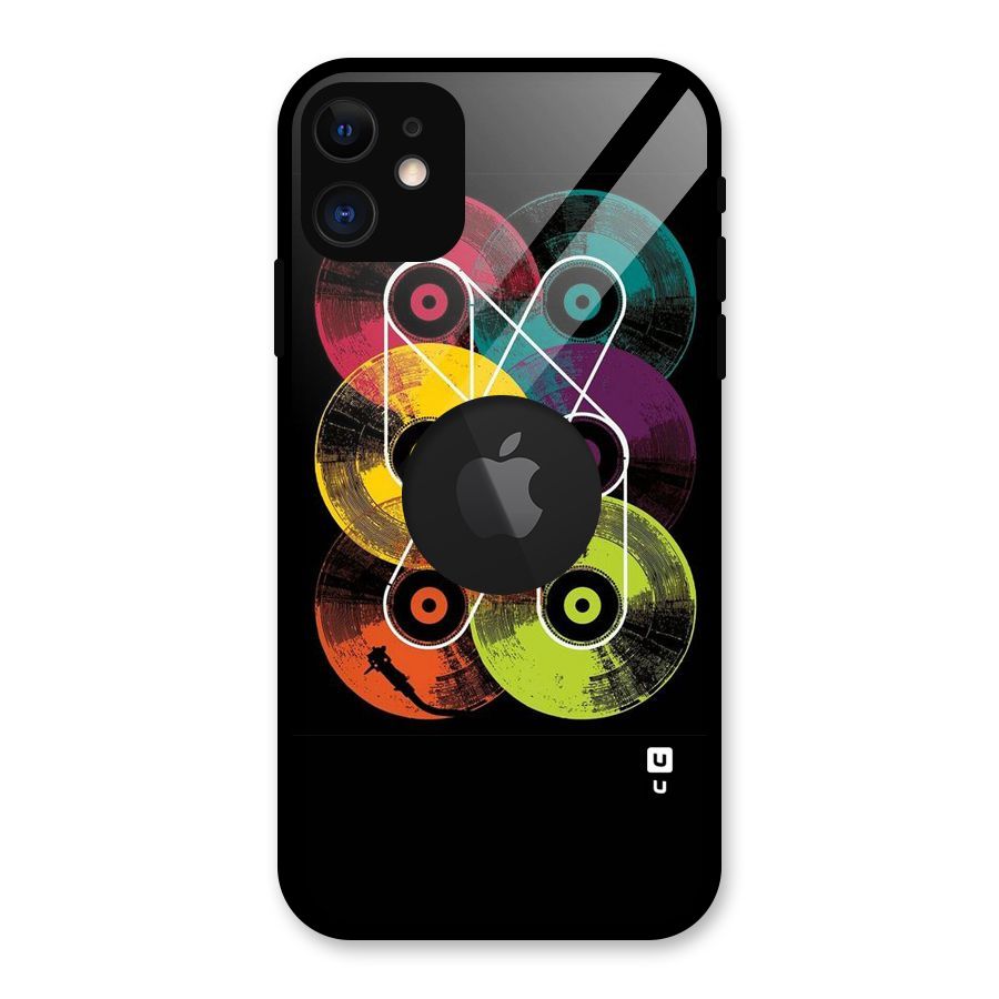 CD Tapes Glass Back Case for iPhone 11 Logo Cut