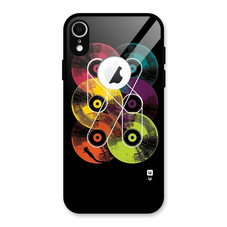 CD Tapes Glass Back Case for iPhone XR Logo Cut