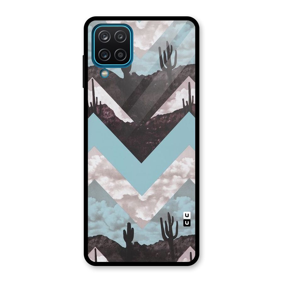 Cacutus Zig Zag Pattern Glass Back Case for Galaxy A12