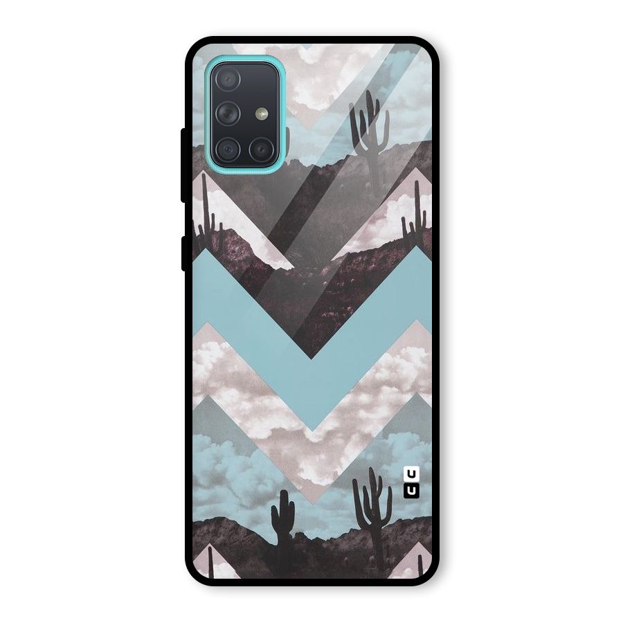 Cacutus Zig Zag Pattern Glass Back Case for Galaxy A71