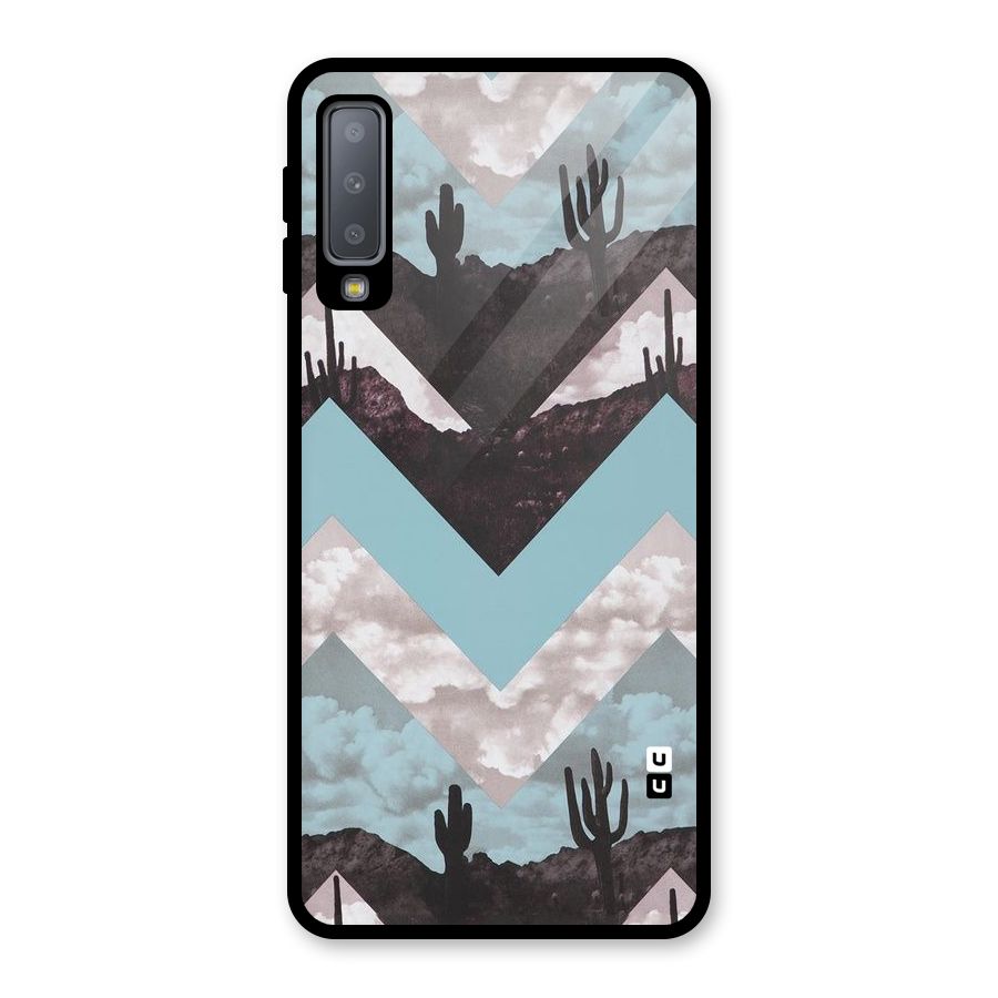Cacutus Zig Zag Pattern Glass Back Case for Galaxy A7 (2018)