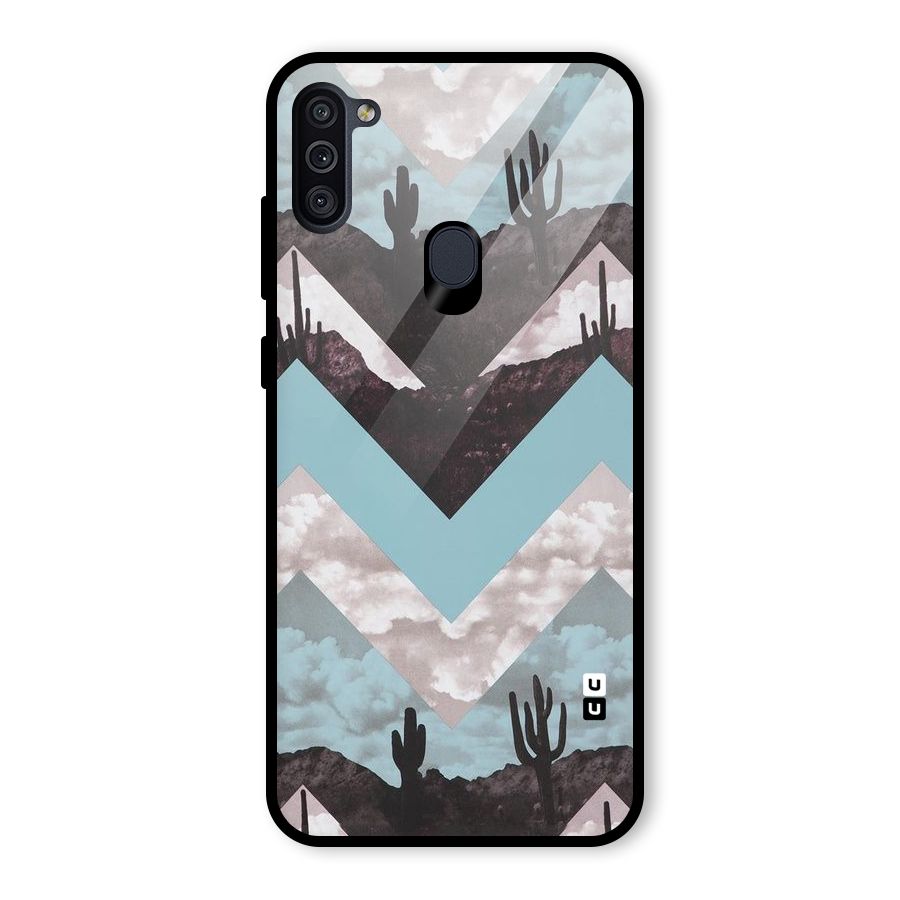 Cacutus Zig Zag Pattern Glass Back Case for Galaxy M11