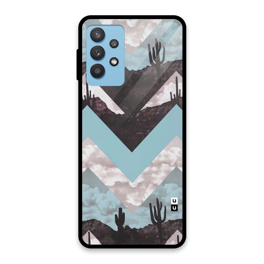 Cacutus Zig Zag Pattern Glass Back Case for Galaxy M32 5G