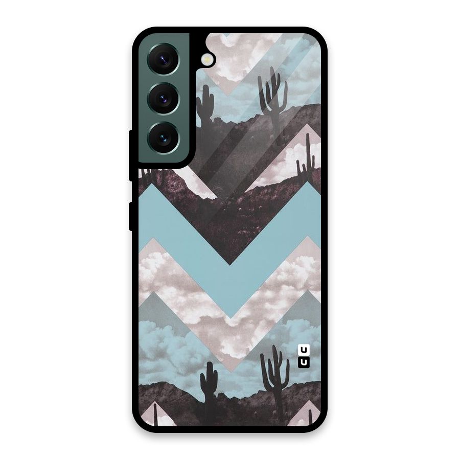 Cacutus Zig Zag Pattern Glass Back Case for Galaxy S22 5G