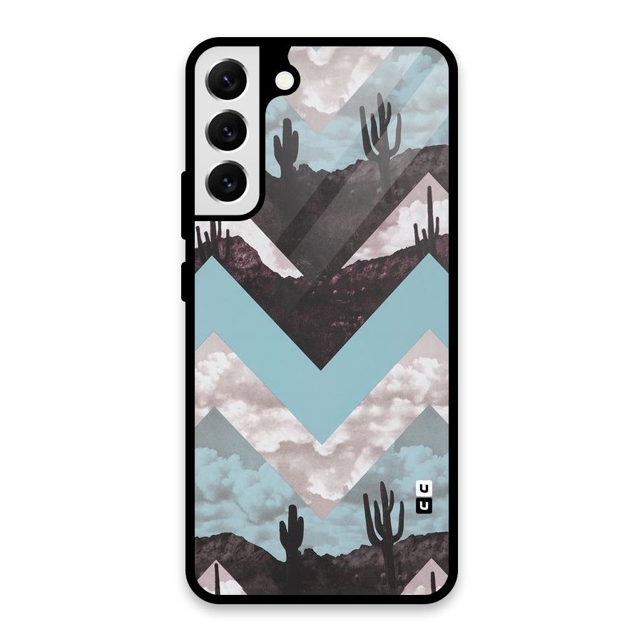 Cacutus Zig Zag Pattern Glass Back Case for Galaxy S22 Plus 5G