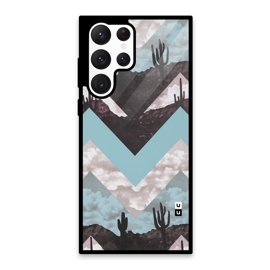 Cacutus Zig Zag Pattern Glass Back Case for Galaxy S22 Ultra 5G