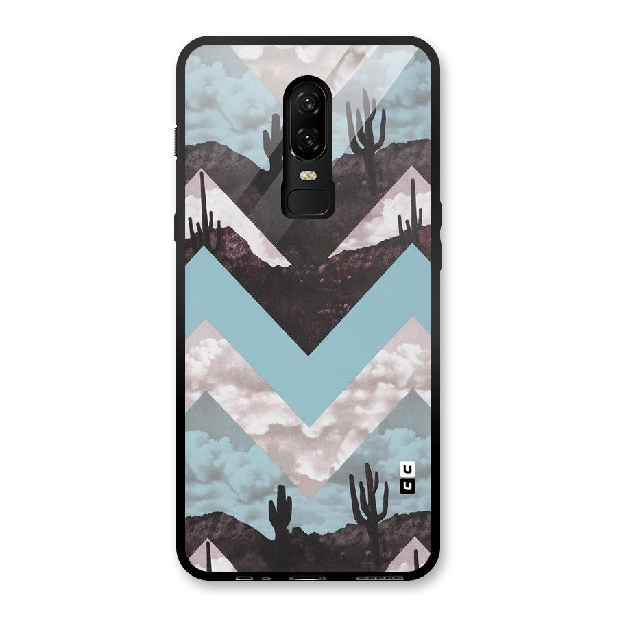 Cacutus Zig Zag Pattern Glass Back Case for OnePlus 6