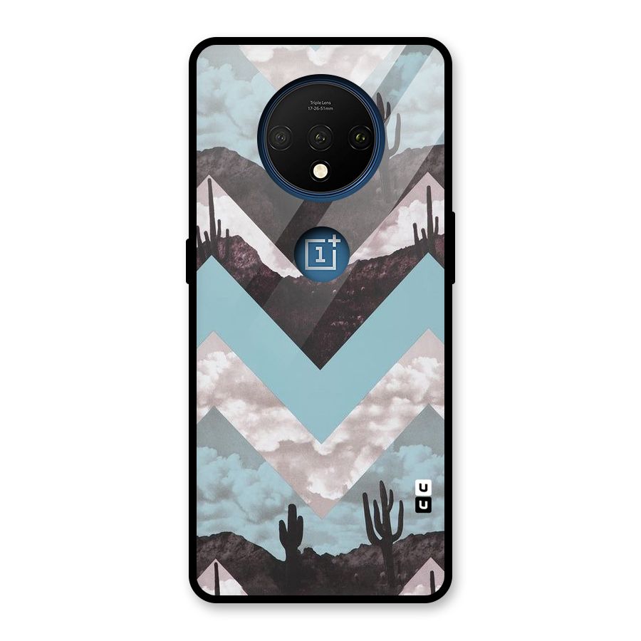 Cacutus Zig Zag Pattern Glass Back Case for OnePlus 7T