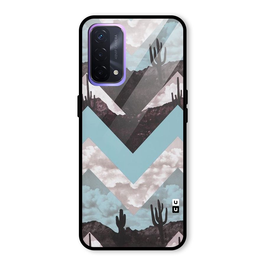 Cacutus Zig Zag Pattern Glass Back Case for Oppo A74 5G