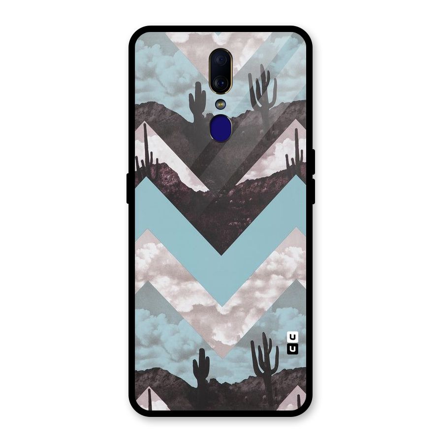Cacutus Zig Zag Pattern Glass Back Case for Oppo F11