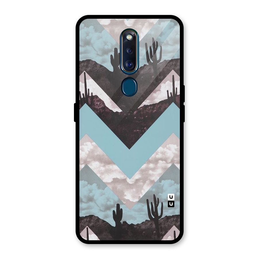 Cacutus Zig Zag Pattern Glass Back Case for Oppo F11 Pro