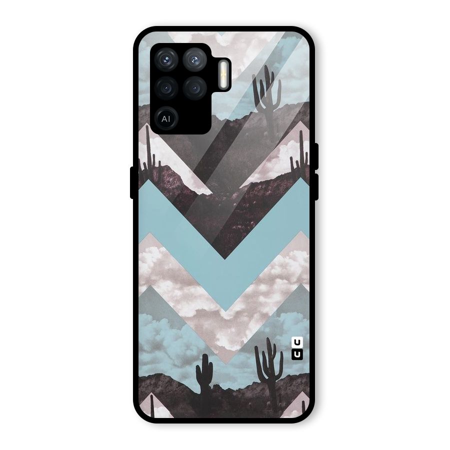 Cacutus Zig Zag Pattern Glass Back Case for Oppo F19 Pro