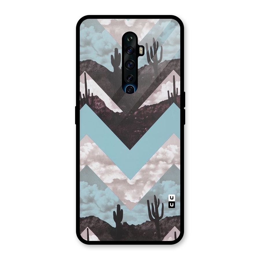 Cacutus Zig Zag Pattern Glass Back Case for Oppo Reno2 F