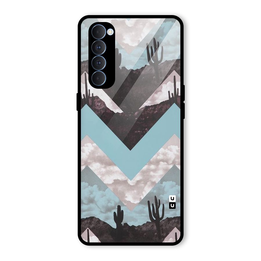 Cacutus Zig Zag Pattern Glass Back Case for Oppo Reno4 Pro
