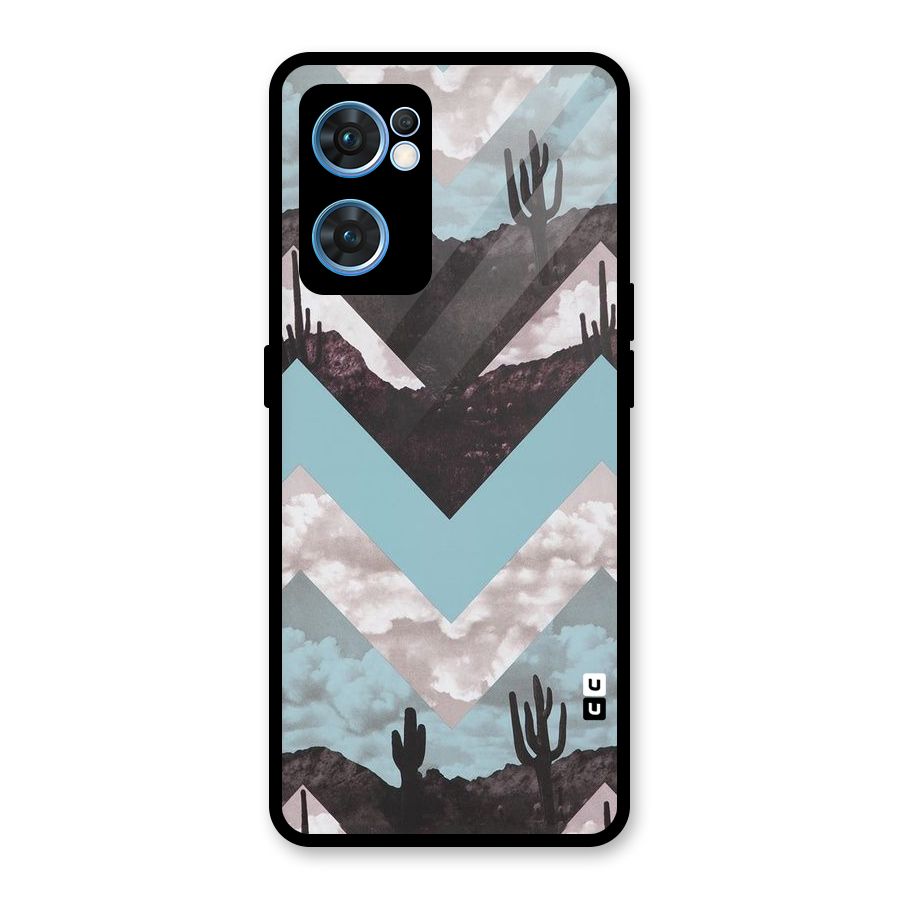 Cacutus Zig Zag Pattern Glass Back Case for Oppo Reno7 5G