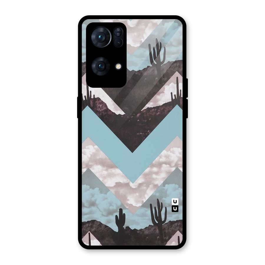 Cacutus Zig Zag Pattern Glass Back Case for Oppo Reno7 Pro 5G