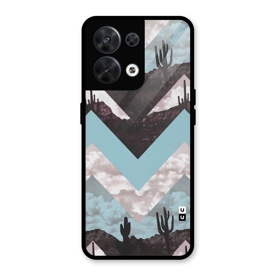 Cacutus Zig Zag Pattern Glass Back Case for Oppo Reno8 5G
