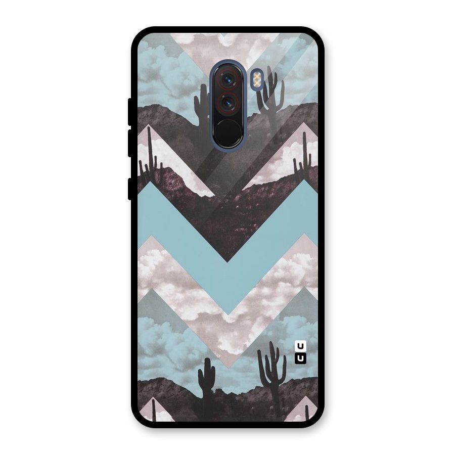 Cacutus Zig Zag Pattern Glass Back Case for Poco F1