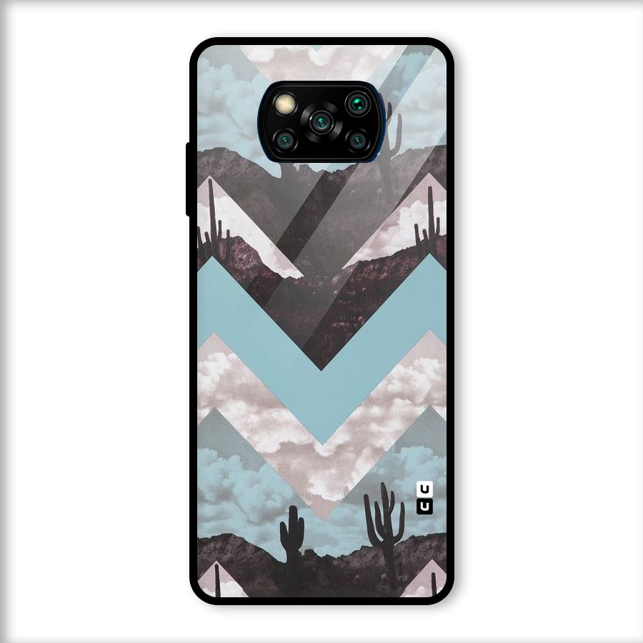 Cacutus Zig Zag Pattern Glass Back Case for Poco X3