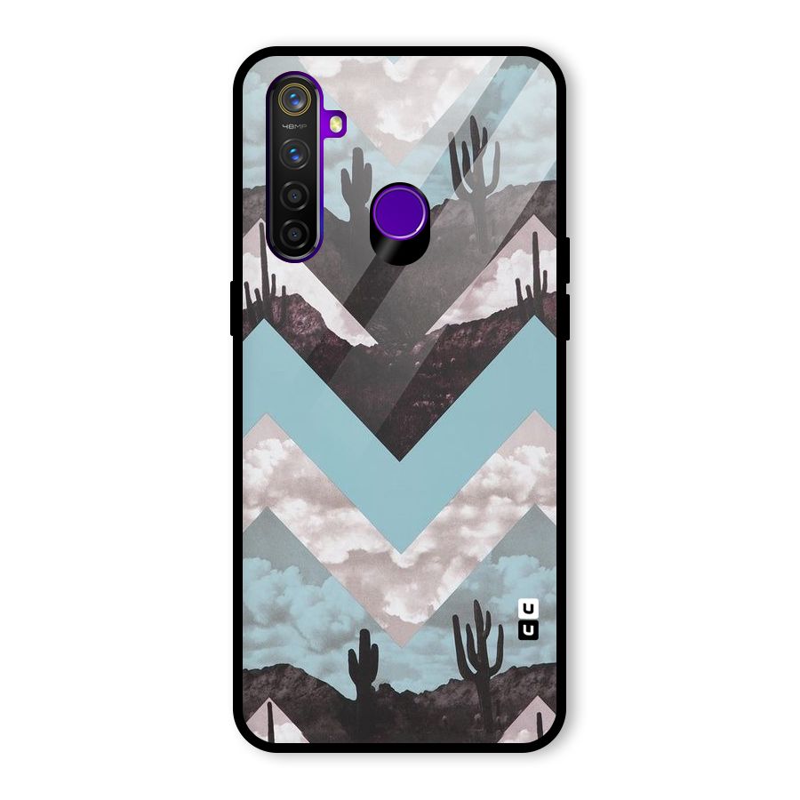 Cacutus Zig Zag Pattern Glass Back Case for Realme 5 Pro