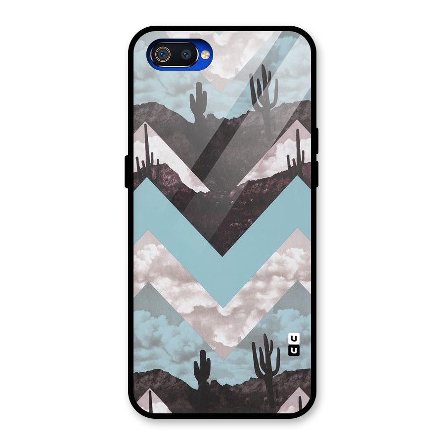 Cacutus Zig Zag Pattern Glass Back Case for Realme C2