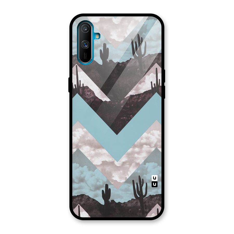 Cacutus Zig Zag Pattern Glass Back Case for Realme C3