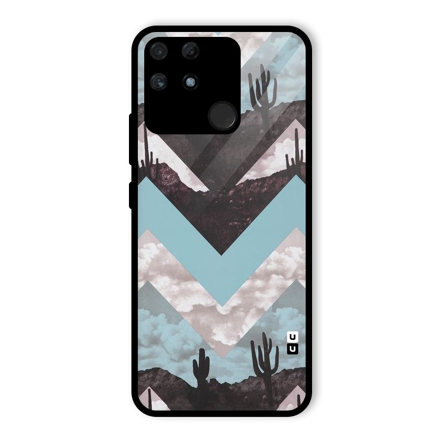 Cacutus Zig Zag Pattern Glass Back Case for Realme Narzo 50A