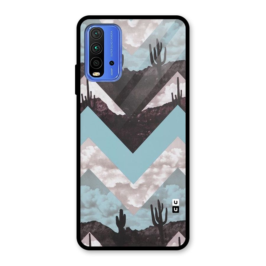 Cacutus Zig Zag Pattern Glass Back Case for Redmi 9 Power