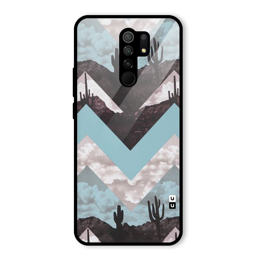 Cacutus Zig Zag Pattern Glass Back Case for Redmi 9 Prime