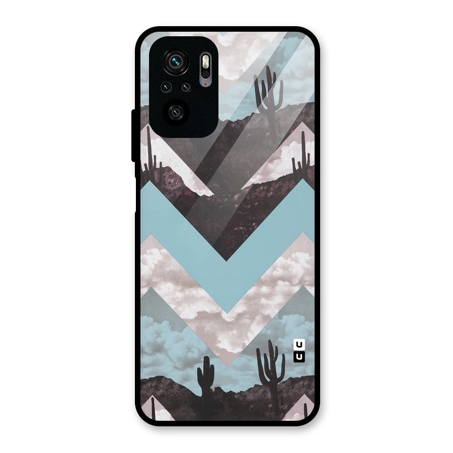 Cacutus Zig Zag Pattern Glass Back Case for Redmi Note 10S