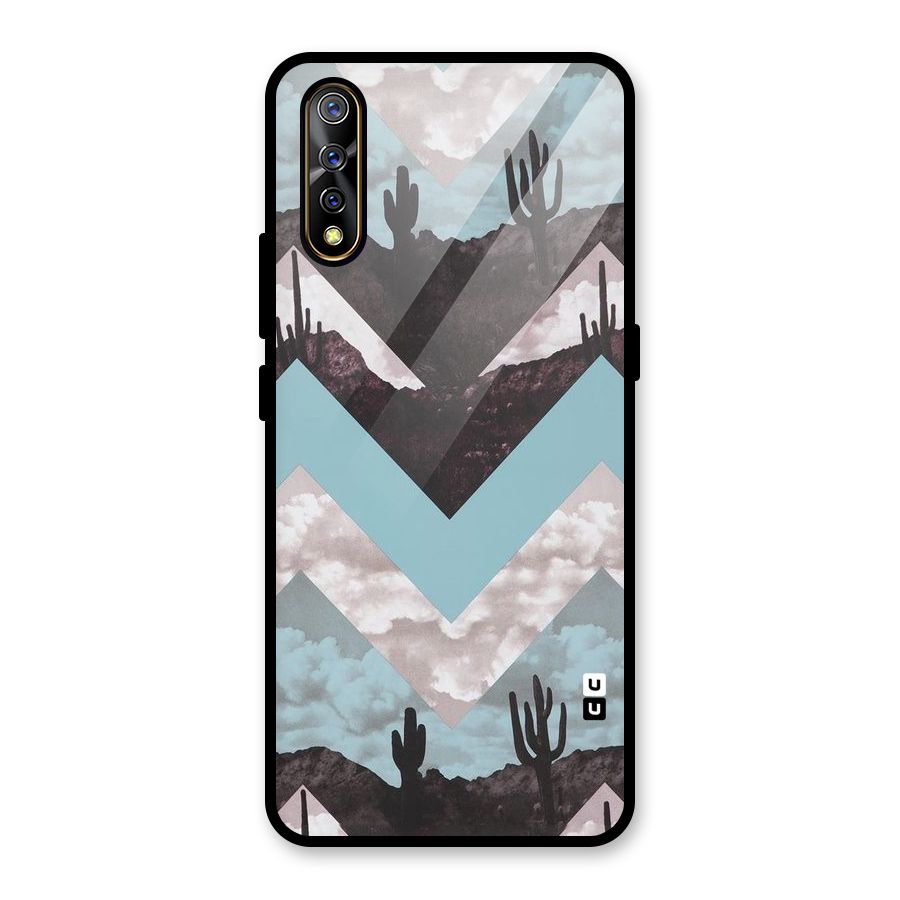 Cacutus Zig Zag Pattern Glass Back Case for Vivo S1