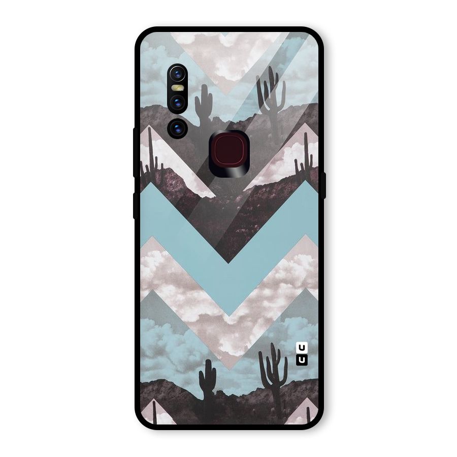 Cacutus Zig Zag Pattern Glass Back Case for Vivo V15