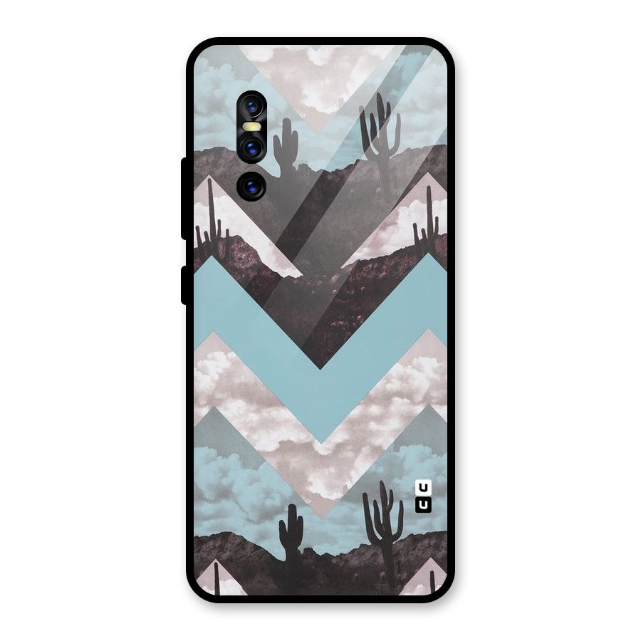 Cacutus Zig Zag Pattern Glass Back Case for Vivo V15 Pro
