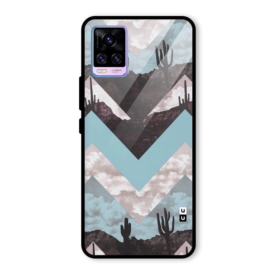 Cacutus Zig Zag Pattern Glass Back Case for Vivo V20 Pro