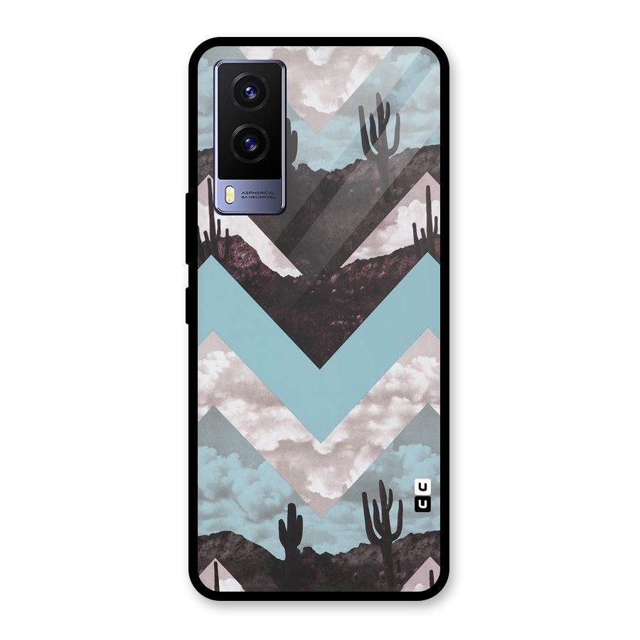 Cacutus Zig Zag Pattern Glass Back Case for Vivo V21e 5G