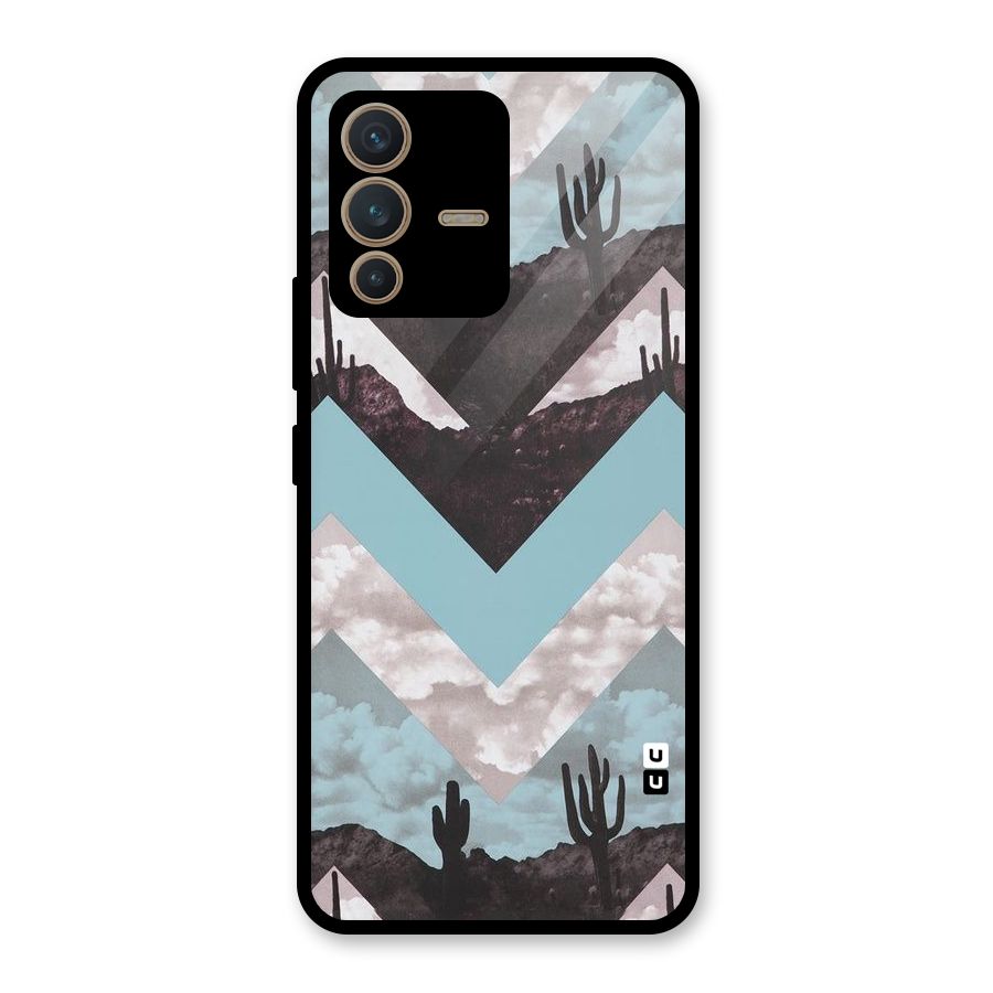 Cacutus Zig Zag Pattern Glass Back Case for Vivo V23 5G