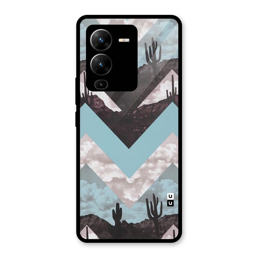 Cacutus Zig Zag Pattern Glass Back Case for Vivo V25 Pro